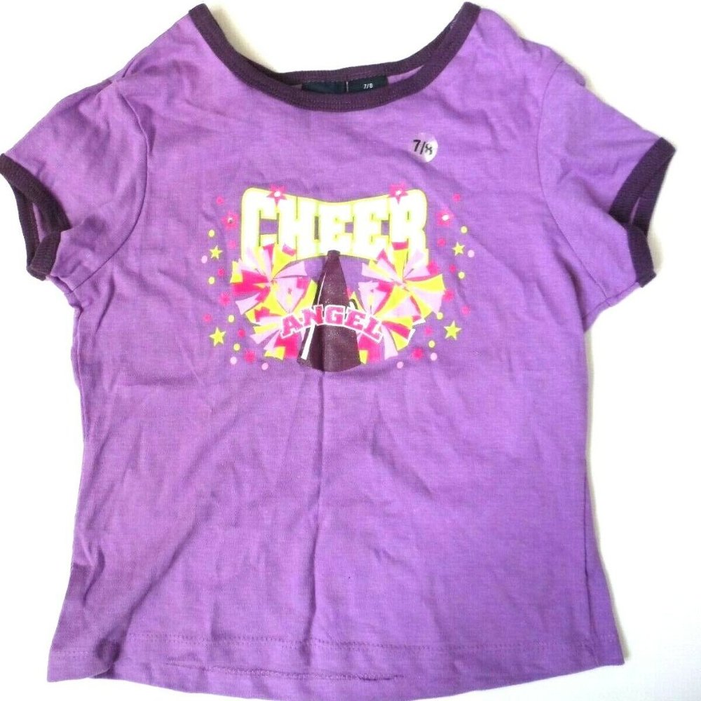 Basic Editions Girl's "Cheer Angel" T-Shirt Purple, Size: 7/8